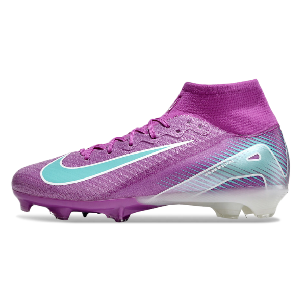 Botas de fútbol Nike Air Zoom Mercurial Superfly 10 Elite para niños, color morado y azul, para terreno firme FG