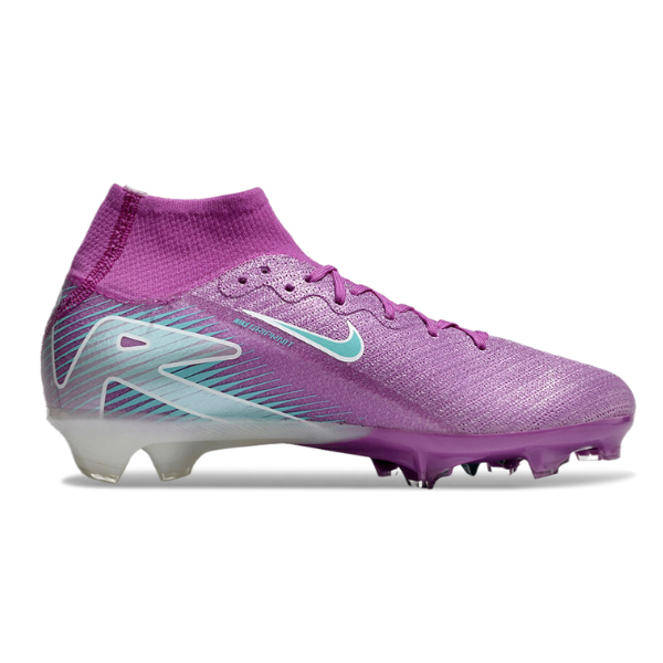 Botas de fútbol Nike Air Zoom Mercurial Superfly 10 Elite para niños, color morado y azul, para terreno firme FG