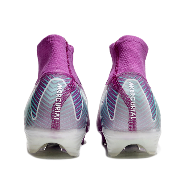 Botas de fútbol Nike Air Zoom Mercurial Superfly 10 Elite para niños, color morado y azul, para terreno firme FG