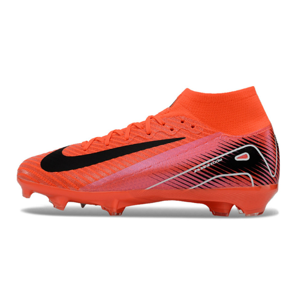Botas de fútbol Nike Air Zoom Mercurial Superfly 10 Elite para terreno firme, color rojo y negro, para niños