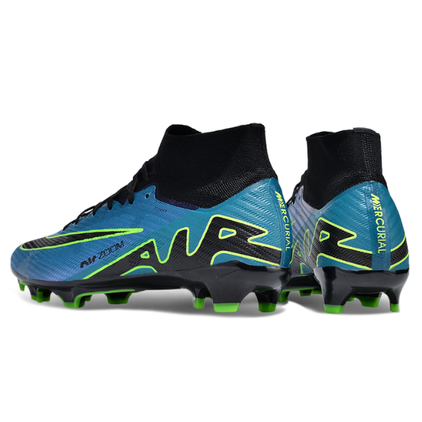 Nike Zoom Mercurial Superfly 9 Elite Blue Black and Green Firm Ground FG Kids Football Boot