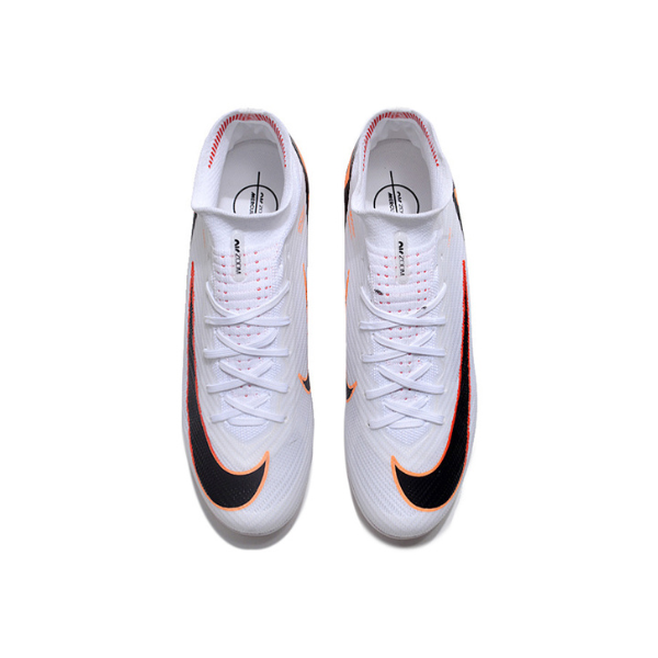 Nike Zoom Mercurial Superfly 9 Elite White Black and Orange Firm Ground FG Kids Football Boot