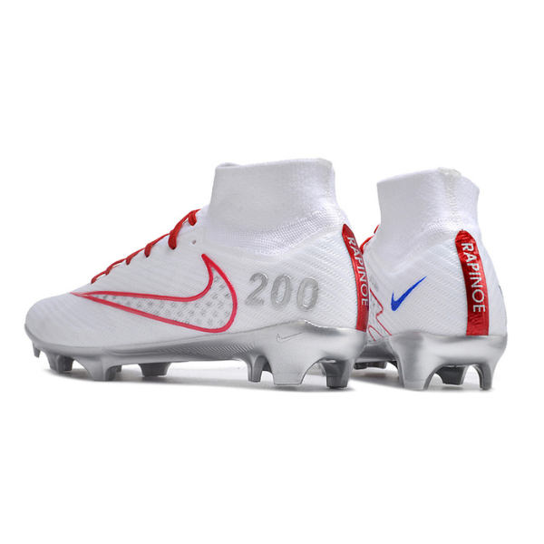 Nike Zoom Mercurial Superfly 9 Elite White Red and Silver Firm Ground FG Kids Football Boot