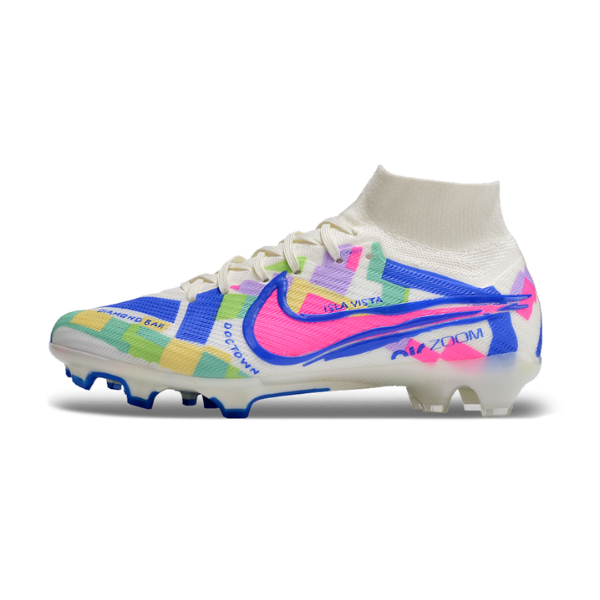 Nike Zoom Mercurial Superfly 9 Elite White and Colorful Firm Ground FG Kids Football Boot