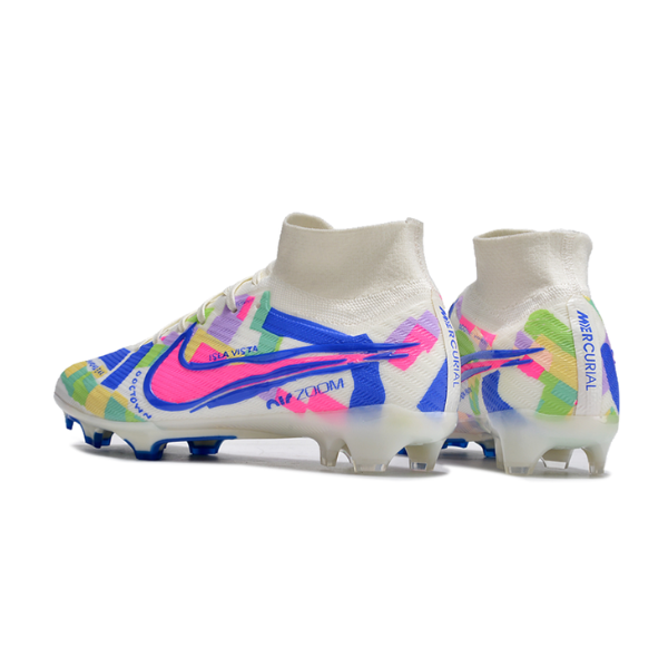 Nike Zoom Mercurial Superfly 9 Elite White and Colorful Firm Ground FG Kids Football Boot