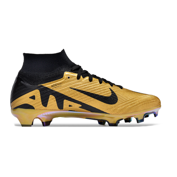 Nike Zoom Mercurial Superfly 9 Elite Gold and Black Firm Ground FG Kids Football Boot