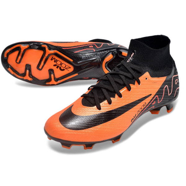 Nike Zoom Mercurial Superfly 9 Elite Orange and Black Firm Ground FG Kids Football Boot