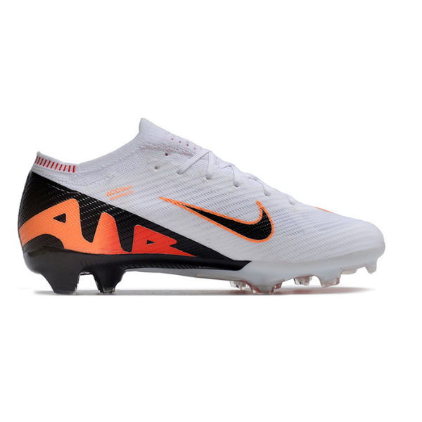 Nike Zoom Mercurial Vapor 15 Elite White Black and Orange Firm Ground FG Kids Football Boot