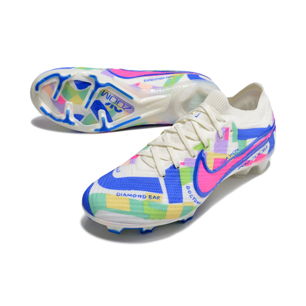 Nike Zoom Mercurial Vapor 15 Elite White and Colorful Firm Ground FG Kids Football Boot