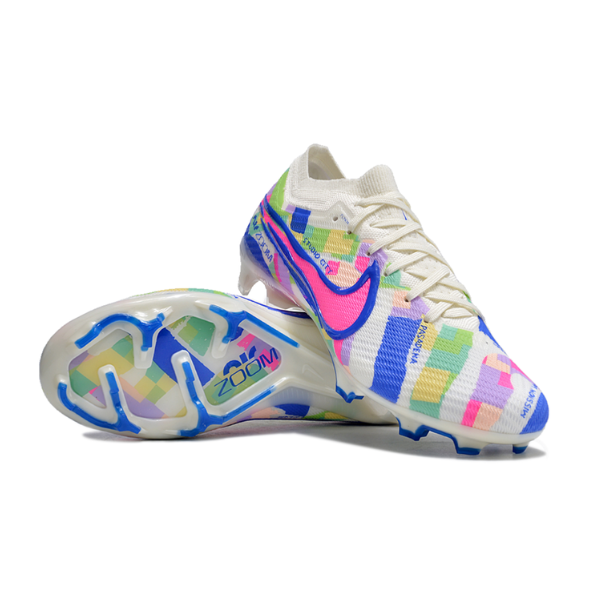Nike Zoom Mercurial Vapor 15 Elite White and Colorful Firm Ground FG Kids Football Boot