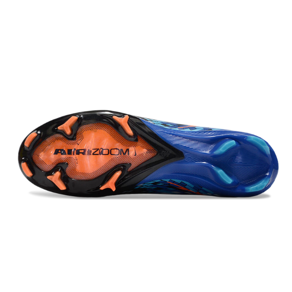 Botas de fútbol Nike Air Zoom Mercurial Vapor 16 Elite FG para terreno firme, color negro, azul y naranja