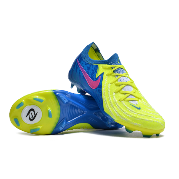 Botas de fútbol Nike Phantom GX2 Elite para niños, color amarillo y azul, para terreno firme FG
