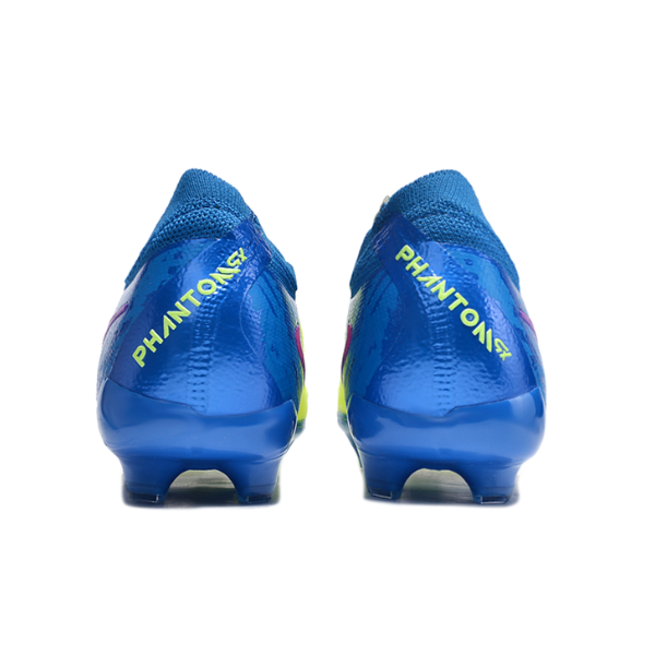 Botas de fútbol Nike Phantom GX2 Elite para niños, color amarillo y azul, para terreno firme FG