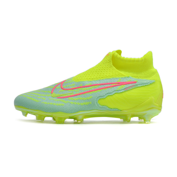 Nike Phantom GX Elite DF Green and Pink Firm Ground FG Kids Football Boot