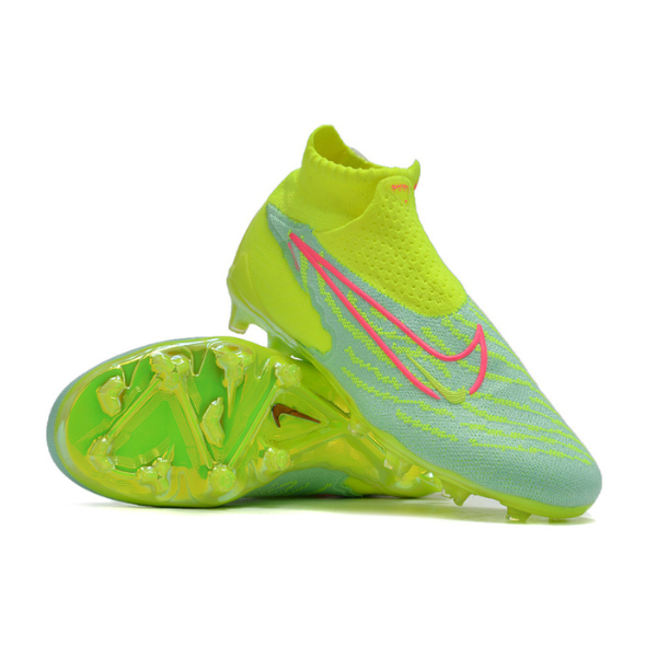 Nike Phantom GX Elite DF Green and Pink Firm Ground FG Kids Football Boot