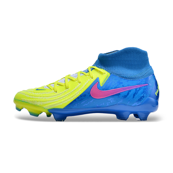 Botas de fútbol Nike Phantom Luna 2 Elite para niños, color amarillo y azul, para terreno firme FG
