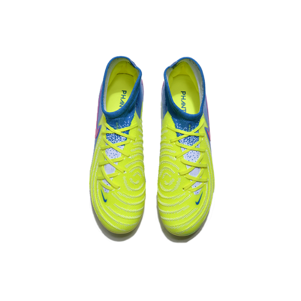 Botas de fútbol Nike Phantom Luna 2 Elite para niños, color amarillo y azul, para terreno firme FG