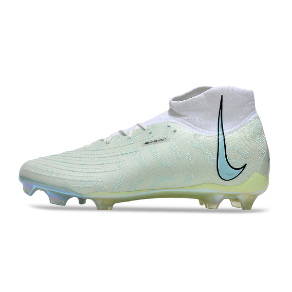 Nike Phantom Luna Elite White Green and Blue Firm Ground FG Kids Football Boot