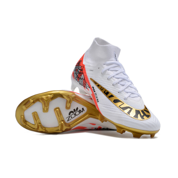 Nike Zoom Mercurial Superfly 9 Elite White Red and Gold Firm Ground FG Kids Football Boot