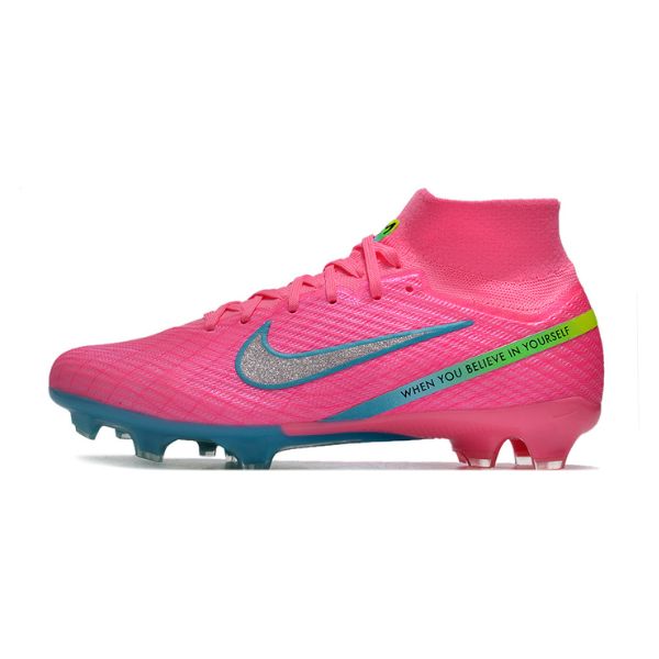 Nike Zoom Mercurial Superfly 9 Elite Pink and Blue Firm Ground FG Kids Football Boot