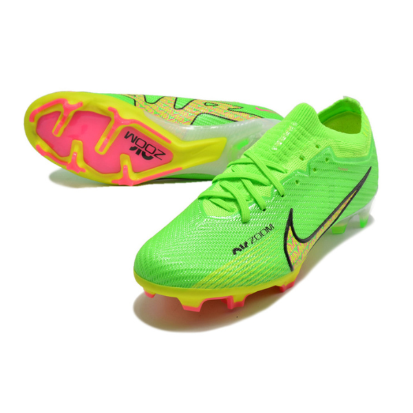 Botas de fútbol Nike Zoom Mercurial Vapor 15 Elite para niños, color verde y amarillo, para terreno firme FG