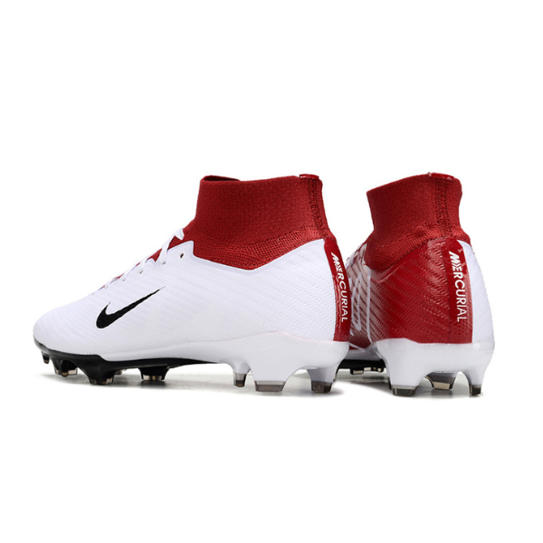 Nike Zoom Mercurial Superfly 9 Elite White and Red Firm Ground FG Kids Football Boot