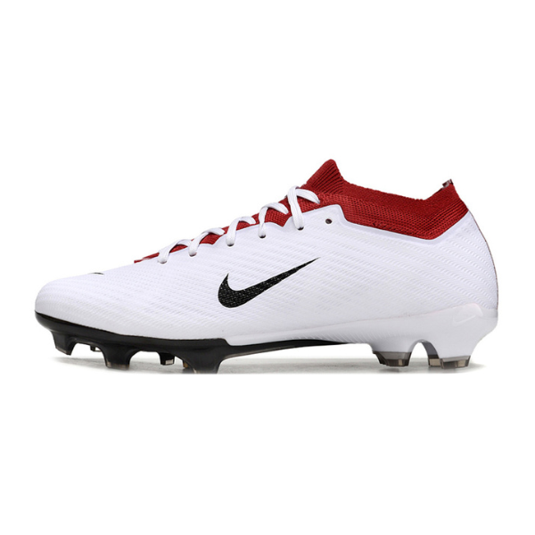 Nike Zoom Mercurial Vapor 15 Elite White and Red Firm Ground FG Kids Football Boot