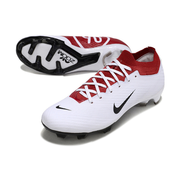 Botas de fútbol Nike Zoom Mercurial Vapor 15 Elite para terreno firme, color blanco y rojo, para niños