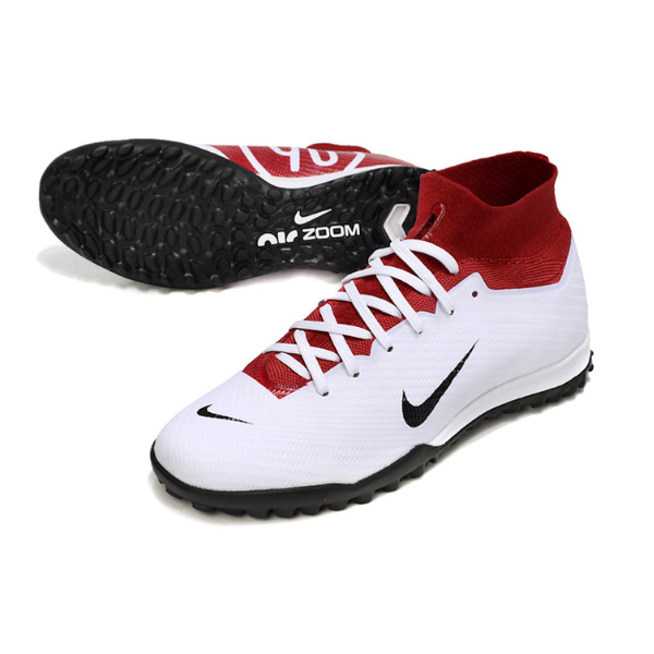 Nike Zoom Mercurial Superfly 9 Elite White and Red Turf TF Kids Football Boot