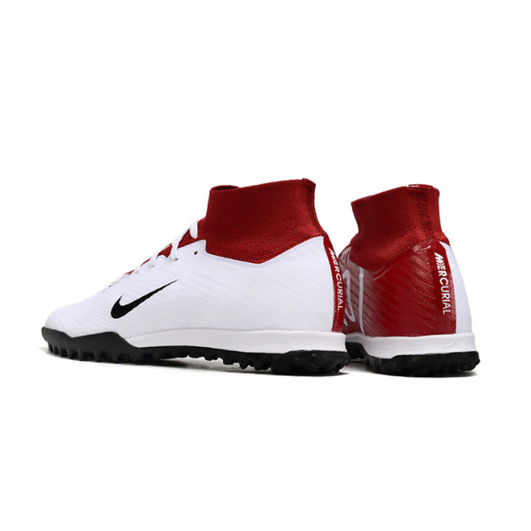 Nike Zoom Mercurial Superfly 9 Elite White and Red Turf TF Kids Football Boot