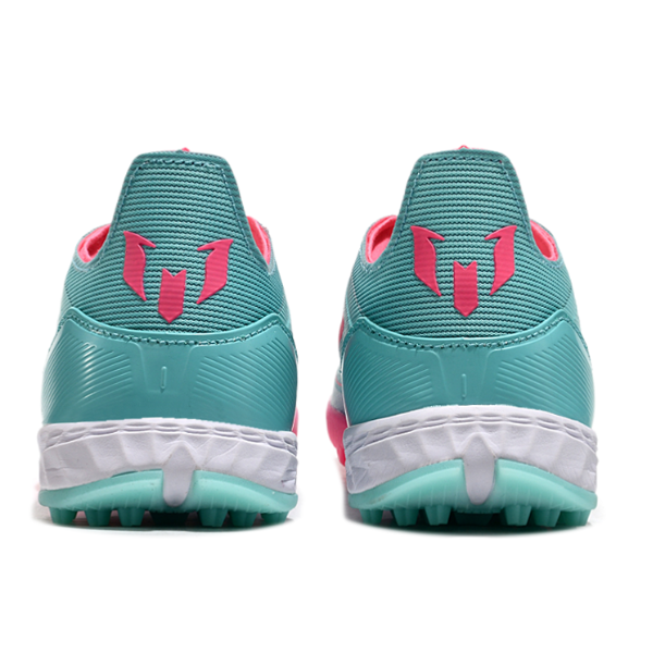 Botas de fútbol Adidas F50 Elite Turf TF para niños, color azul claro y rosa