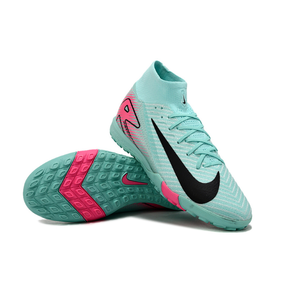 Nike Zoom Mercurial Superfly 10 Elite Kids Light Blue and Pink Turf TF Football Boot