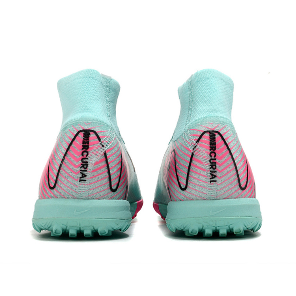 Nike Zoom Mercurial Superfly 10 Elite Kids Light Blue and Pink Turf TF Football Boot