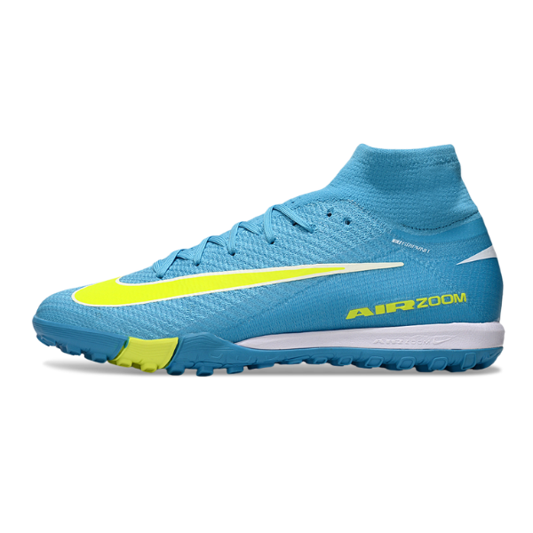 Nike Zoom Mercurial Superfly 10 Elite Blue and Yellow Turf TF Kids Football Boot