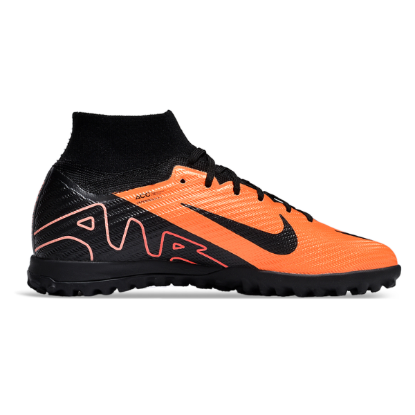 Nike Zoom Mercurial Superfly 9 Elite Orange and Black Turf TF Kids Football Boot