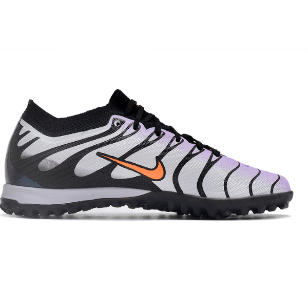 Nike Zoom Mercurial Vapor 15 Elite White Black and Orange Turf TF Kids Football Boot