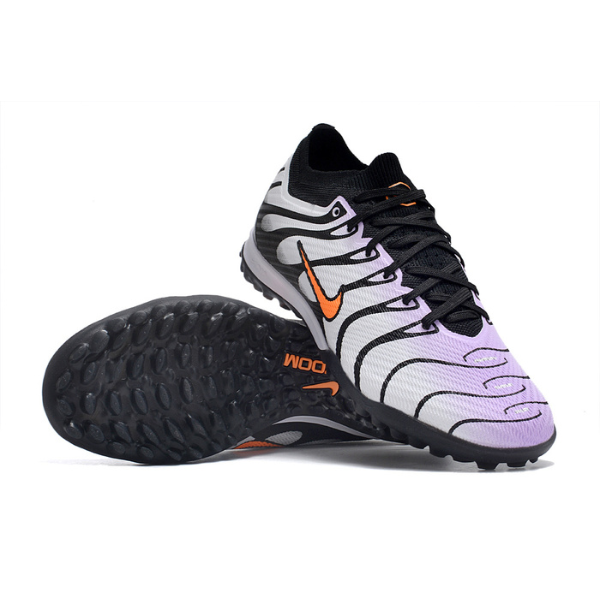 Nike Zoom Mercurial Vapor 15 Elite White Black and Orange Turf TF Kids Football Boot