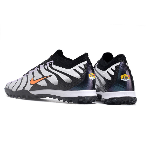 Nike Zoom Mercurial Vapor 15 Elite White Black and Orange Turf TF Kids Football Boot