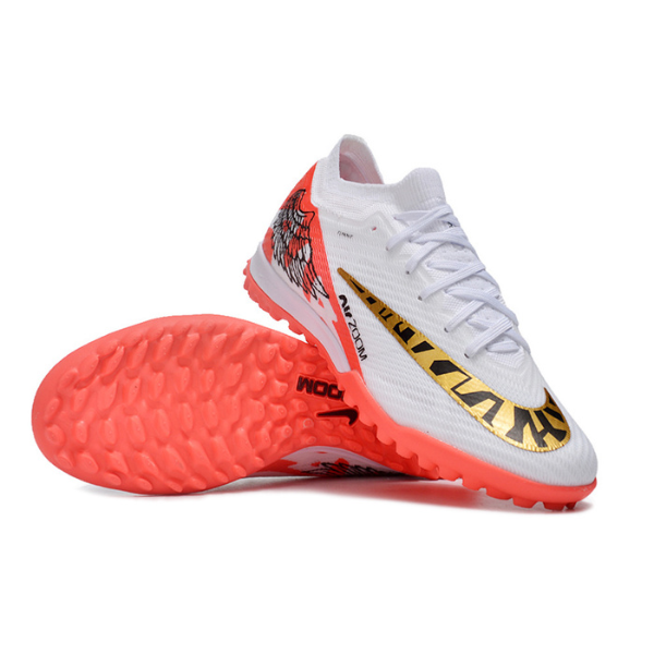 Botas de fútbol Nike Zoom Mercurial Vapor 15 Elite Turf TF para niños, color blanco, rojo y dorado