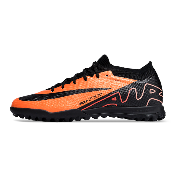 Botas de fútbol Nike Zoom Mercurial Vapor 15 Elite Turf TF para niños, color naranja y negro