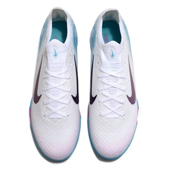 Botas de fútbol Nike Zoom Mercurial Vapor 16 Elite Turf TF para niños, color blanco y azul claro