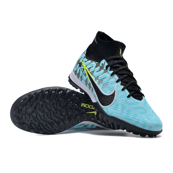Nike Zoom Mercurial Superfly 9 Elite Light Blue and Black Turf TF Kids Football Boot