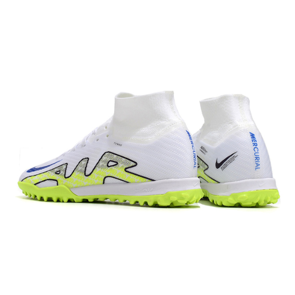 Nike Zoom Mercurial Superfly 9 Elite White and Green Turf TF Kids Football Boot