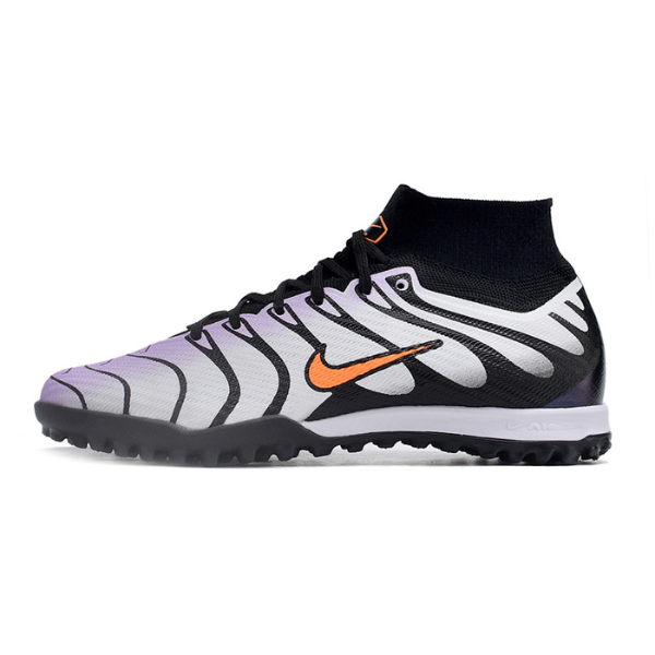 Nike Zoom Mercurial Superfly 9 Elite Gray and Black Turf TF Kids Football Boot