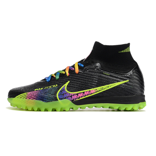 Nike Zoom Mercurial Superfly 9 Elite Black and Multi Turf TF Kids Football Boot