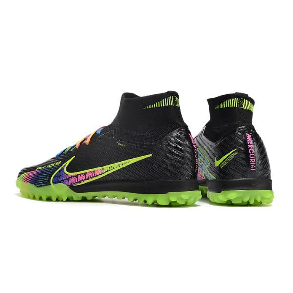 Nike Zoom Mercurial Superfly 9 Elite Black and Multi Turf TF Kids Football Boot
