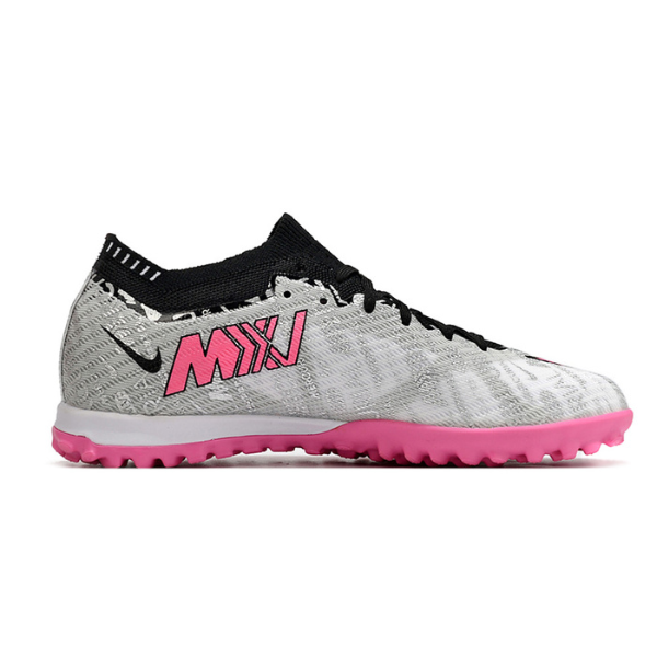 Botas de fútbol Nike Zoom Mercurial Vapor 15 Elite Turf TF para niños, color gris y rosa