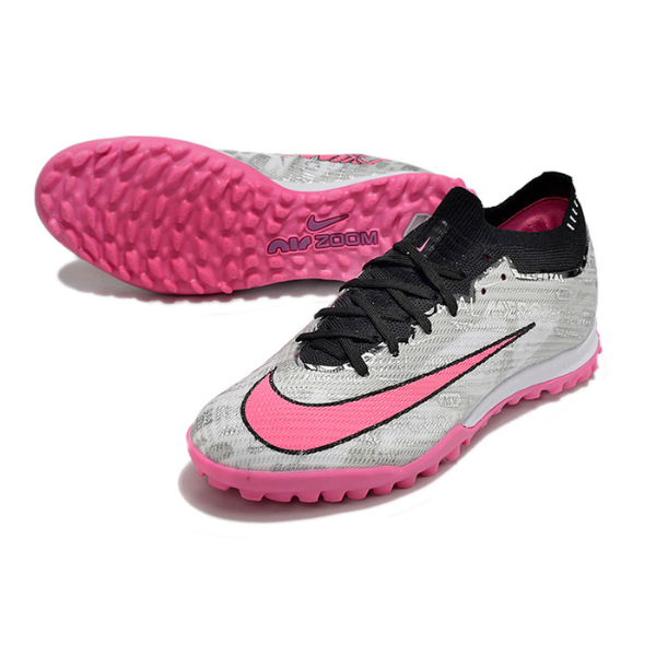 Botas de fútbol Nike Zoom Mercurial Vapor 15 Elite Turf TF para niños, color gris y rosa