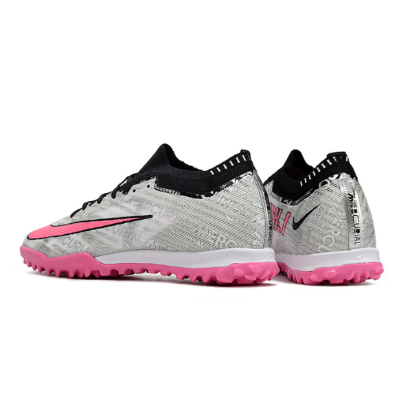 Botas de fútbol Nike Zoom Mercurial Vapor 15 Elite Turf TF para niños, color gris y rosa