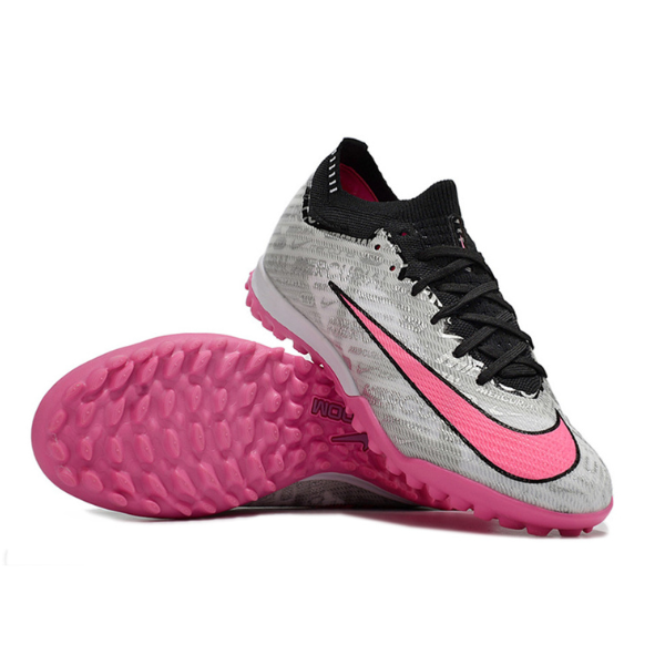 Botas de fútbol Nike Zoom Mercurial Vapor 15 Elite Turf TF para niños, color gris y rosa
